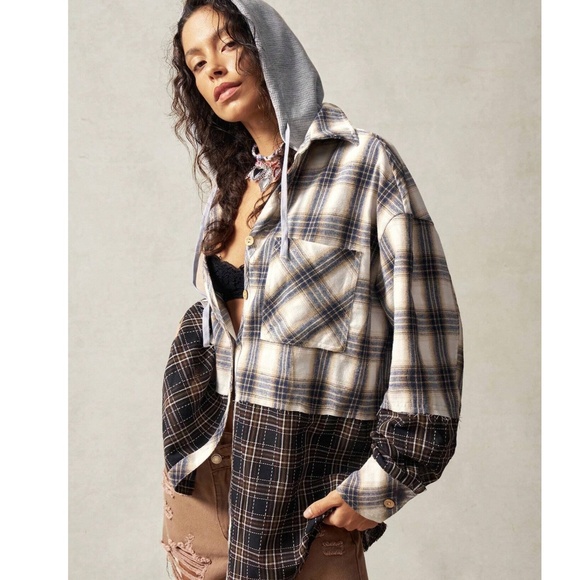 Cozy Plaid print Button Down Oversized Jacket Shacket - Picture 5 of 7